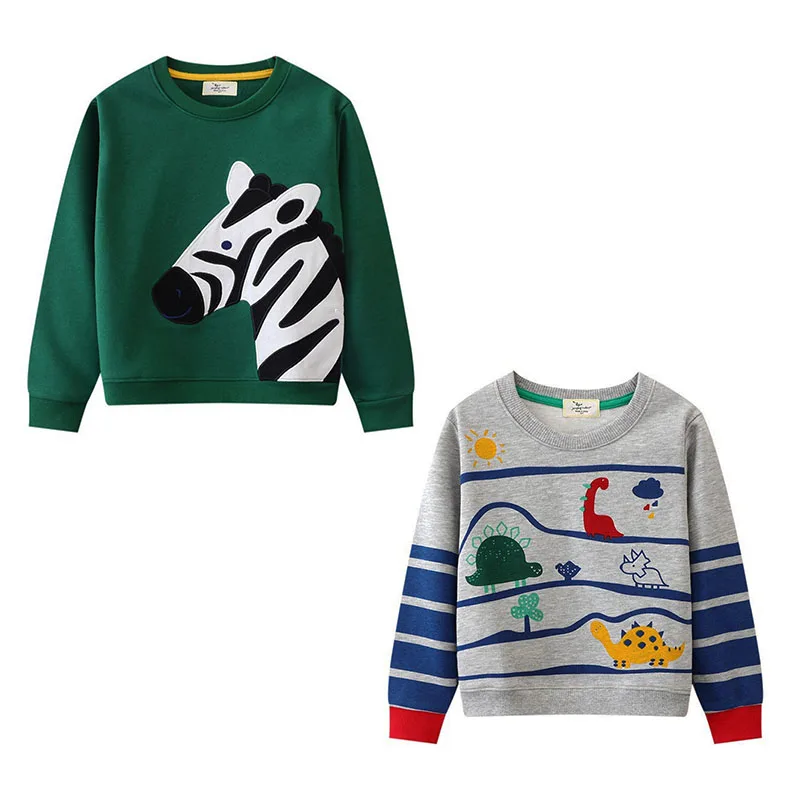 

Jumping Meters 2-7T Dinosaur Hooded Sweatshirt for Baby Boys Long Sleeve Autumn Spring Clothing 2-7T Sizes Kids Fashion Shirt