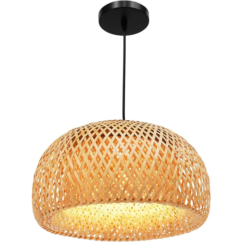 

Подвесной светильник в деревенском стиле из бамбука - регулируемая плетеная люстра с цоколем E26 для кухни, столовой, гостиной