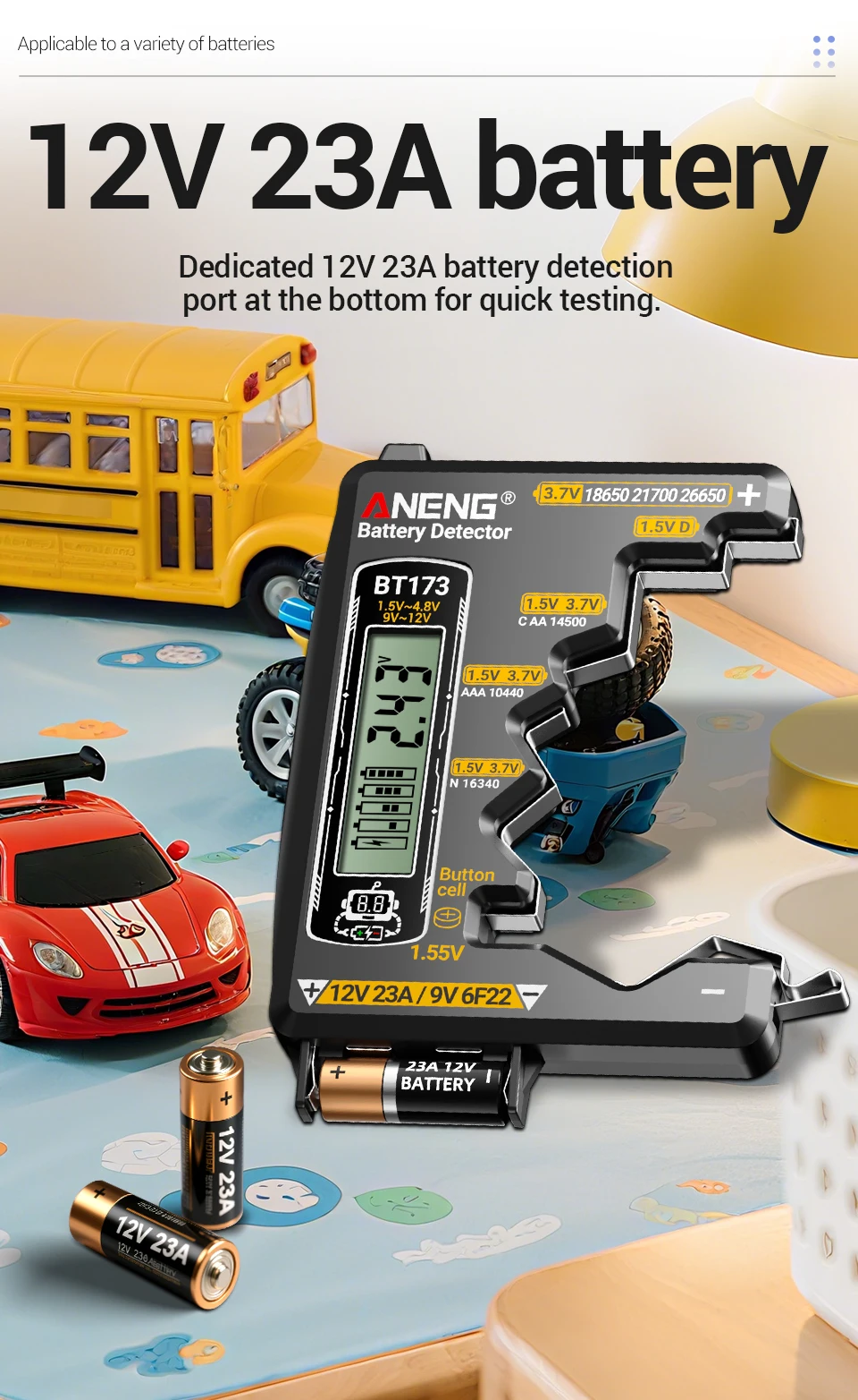 ANENG SZ305 Digital Multimeter AC / DC Spannungs-Ammeter-Kondensator hFE Triode NCV Spannungsinduktionsdetektor + BT173 Universal Digital Display Batterie-Tester Professioneller Elektriker-Werkzeuge-Kit – Detail 27