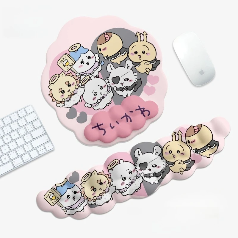 

Mouse Pad With Wrist Rest Cartoon Chiikawa Mouse Pads Hand Rest Keyboard Wrist Support Silicone Mousepads Non-slip Mousepad