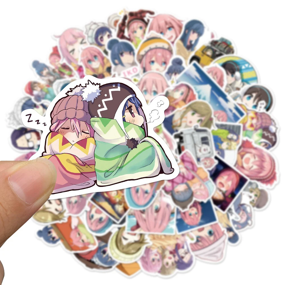 10/30/50pcs Laid Back Camp Anime Stickers Cute Girls Cartoon Sticker Aesthetics Scrapbooking Travel Wall Cup Decoration Decal