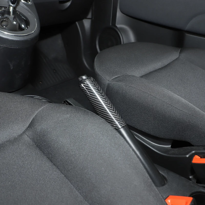 For 2007-2024 Fiat 500 real carbon fiber car handbrake lever decorative cover interior patch car accessories 2pcs