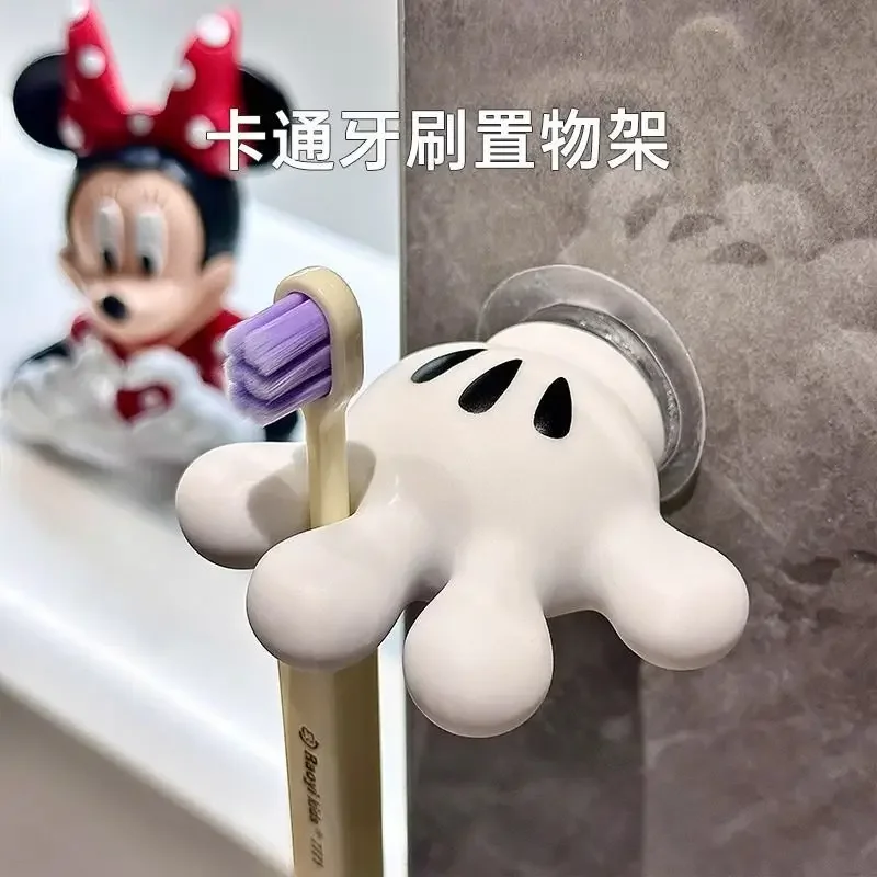 Disney Minnie Toothbrush Holder Mickey Mouse Palm Cute Bathroom Towel Suction Cup Multi-functional Hook Convenient Supplies