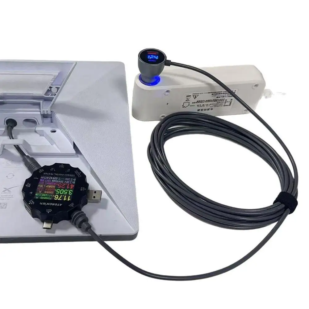 3/5 متر ل Starlink Mini USB نوع C مهايئ شاحن سيارة المركبات تيار مستمر كابل الطاقة الفولتميتر الرقمي مقاوم للماء تمديد شاحن