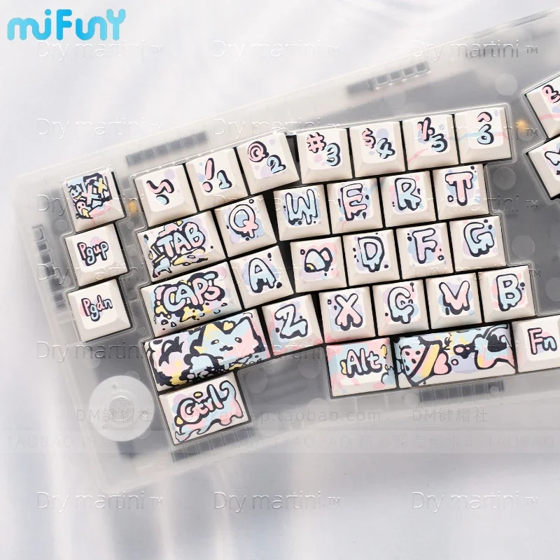 

MiFuny Graffiti Keycaps MDA/cherry Profile Electric Syllable Graffiti Keycaps Applicable To 68/75/84/87/98/108Keys Keyboard Caps