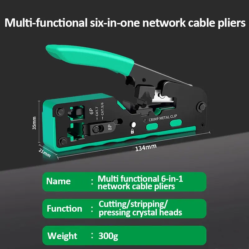 8p/6p Multifunctional Network Cable Pliers Crimping Pliers Portable Crimper Tool Wire Stripper/Wire Cutter for CAT5 CAT6 CAT6A/7