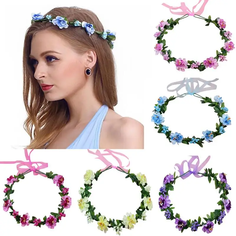 

8Pcs Bridesmaid Hair Flower Tiara Headbands Wedding Hair Supply Bridal Flower Crown Headpieces Bridal Girls Garland Head Wreath