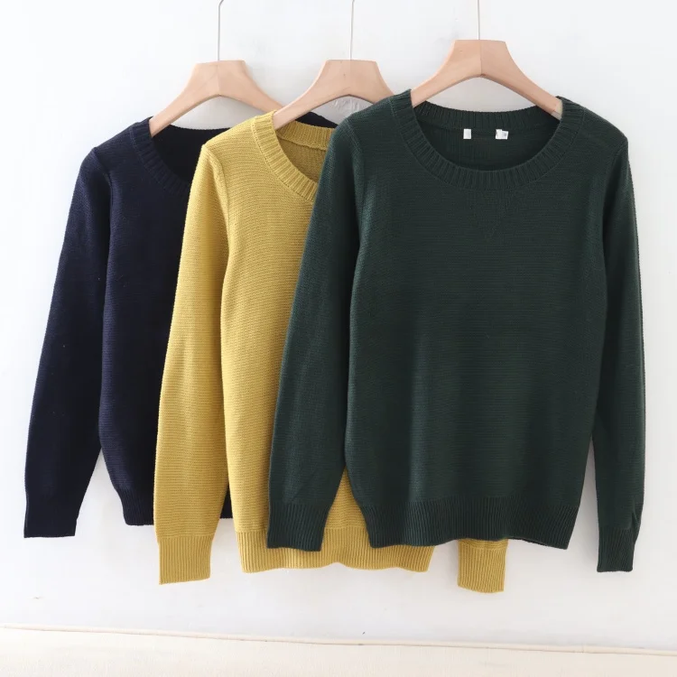 

Эффект похудения, микро свободный круглый пуловер, свитер для женщин, простой дизайн, теплый базовый слой, чистый цвет, для поездок на работу