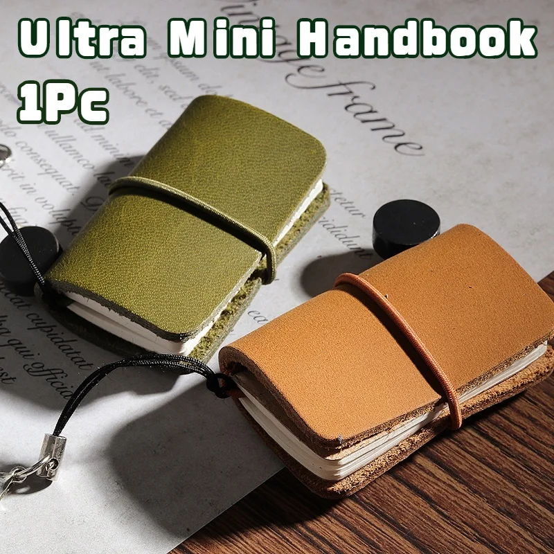 1Pc Handmade Vintage Leather Ultra Small Mini Notebook 32Sheets Travel Schedule Diary Weekly Daily Planner Organizer
