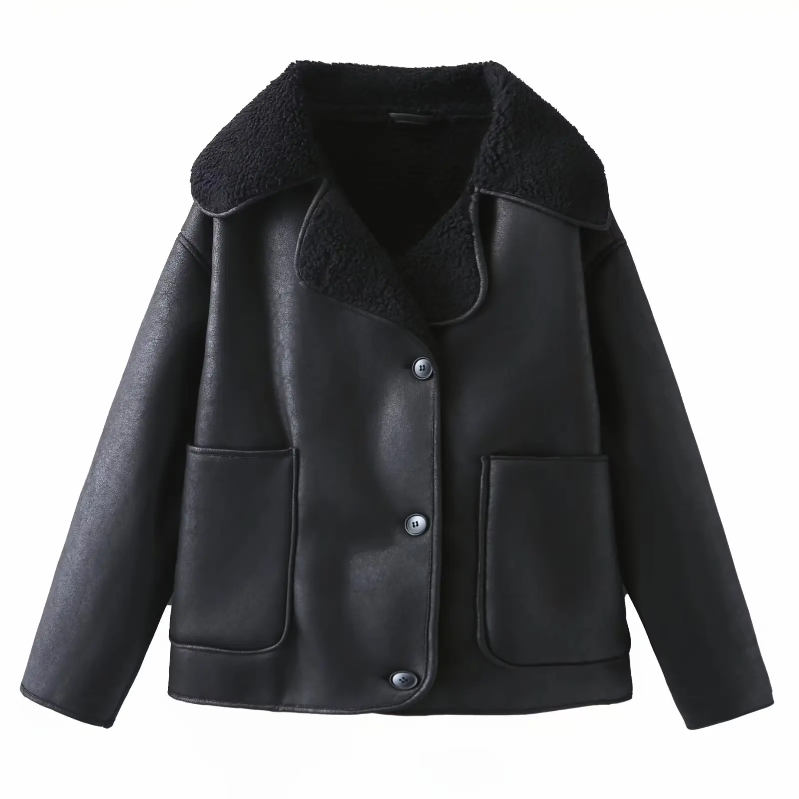 2024 autumn new women\'s clothing style fashionable and versatile double-sided lapel long sleeved jacket jacket