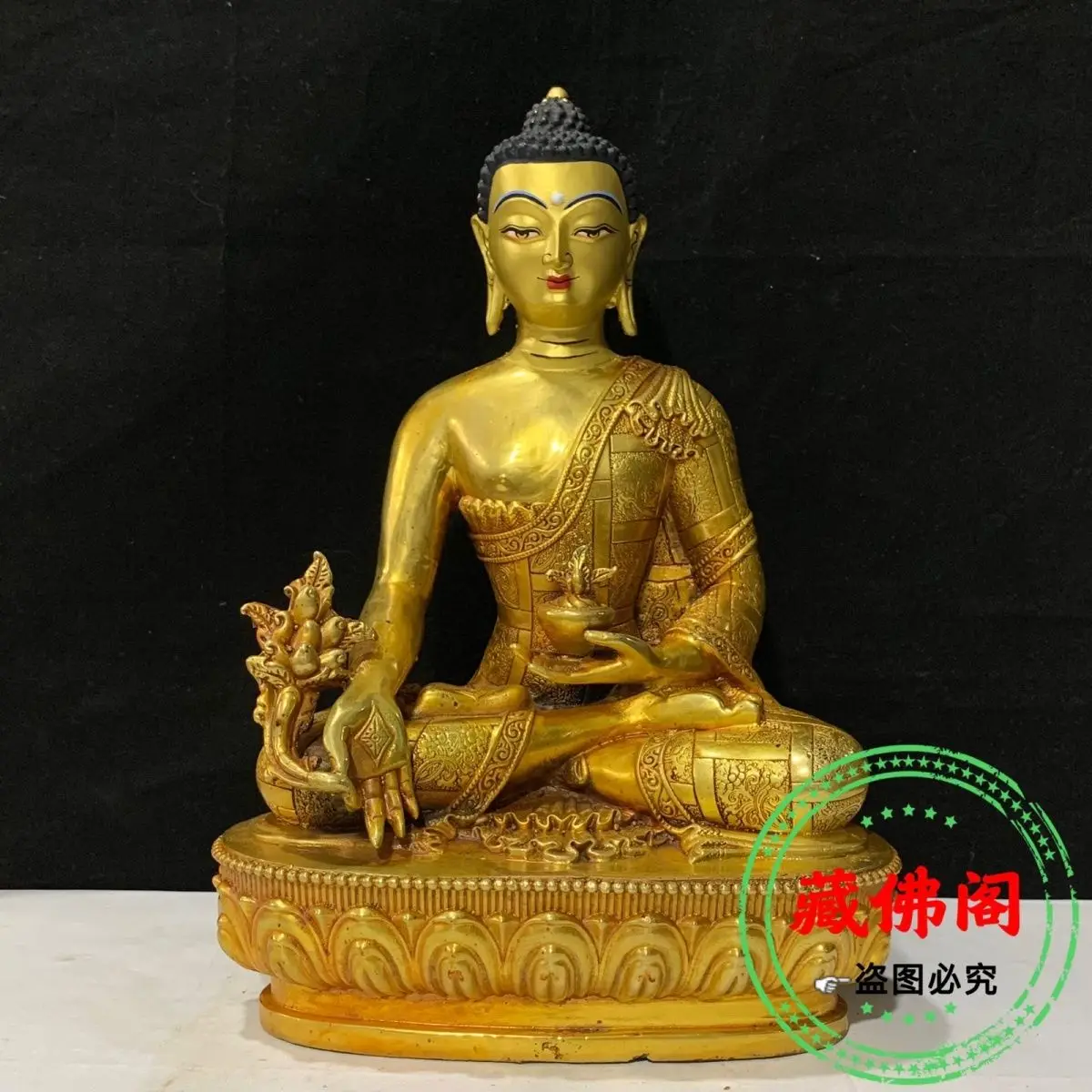 10 Pharmacists, Buddhas, Fine Craftsmanship, Tibetan Gilded Buddha Hall, Bronze Statues, Pharmacists, Glass Radiant Tathagata, D