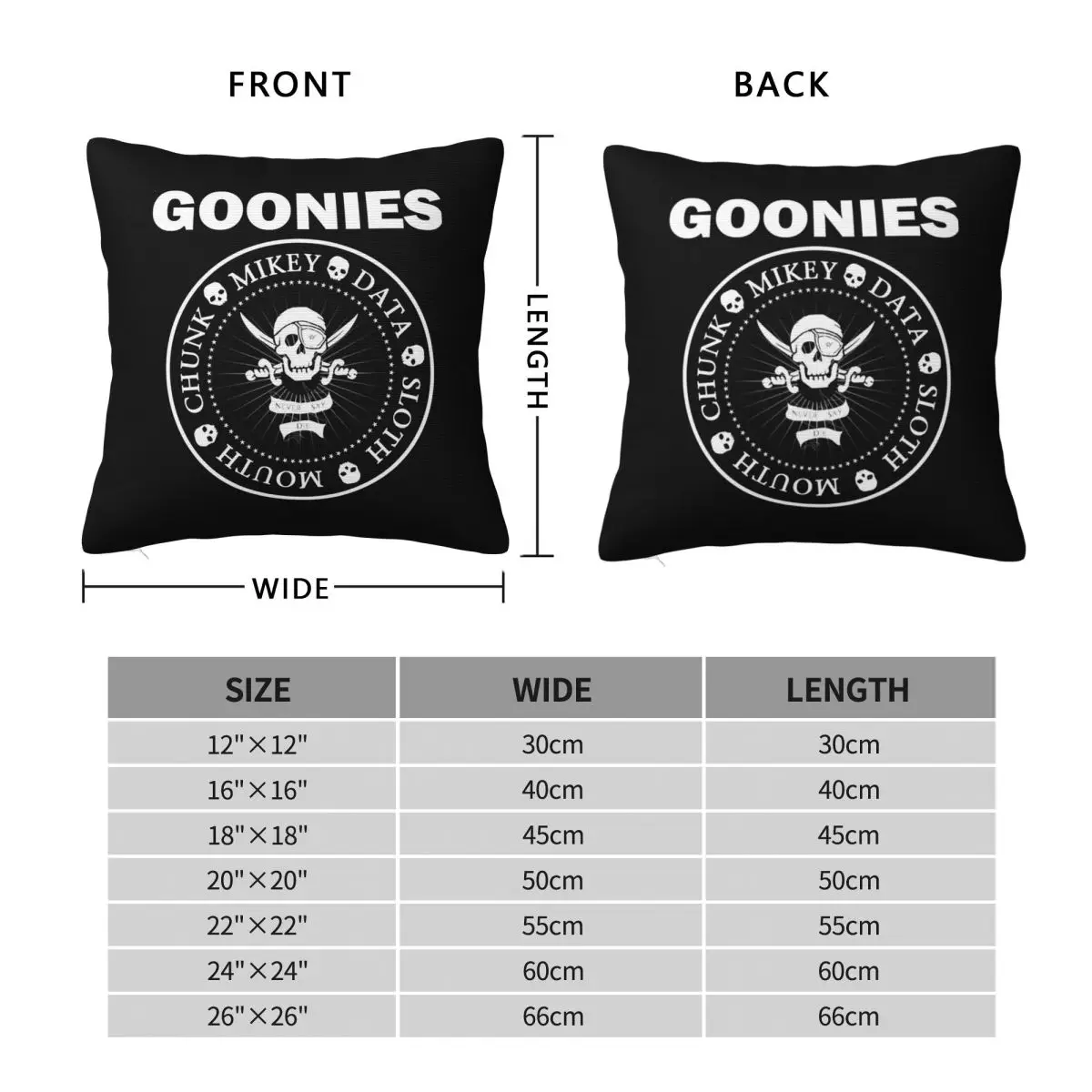 Goonies Funniest Ramones Band Idol Gifts For You Square Pillowcase Pillow Cover Cushion Zip Throw Pillow for Home Bedroom