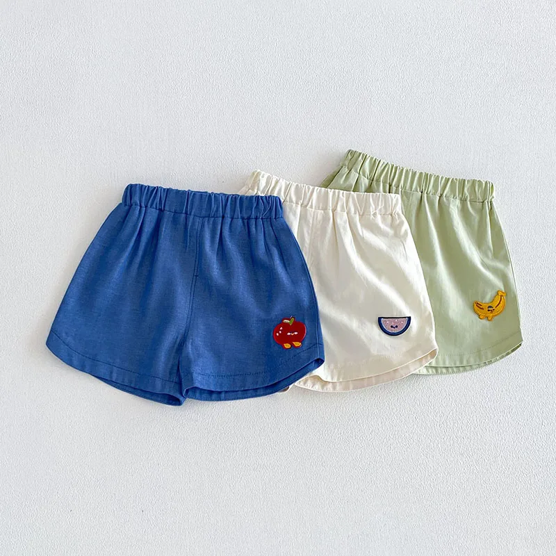 Kids Shorts 6M-4T Embroidery Fruits Baby Girls Summer Half Pants Children Casual Pants Sweet Apple Toddler Clothes