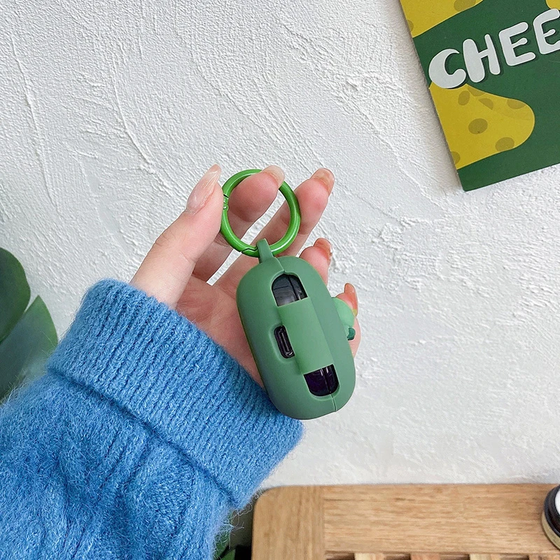 Funda de silicona con dibujos animados para SHOKZ OPENFIT, carcasa protectora de dinosaurio, caja de accesorios para auriculares