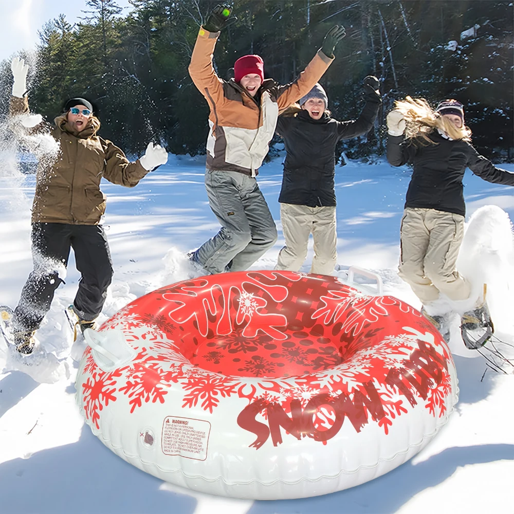 قطعة واحدة من أنبوب الثلج القابل للنفخ للبالغين، زلاجات سميكة شديدة التحمل مع مقابض، معدات رياضية شتوية خارجية للأنشطة العائلية