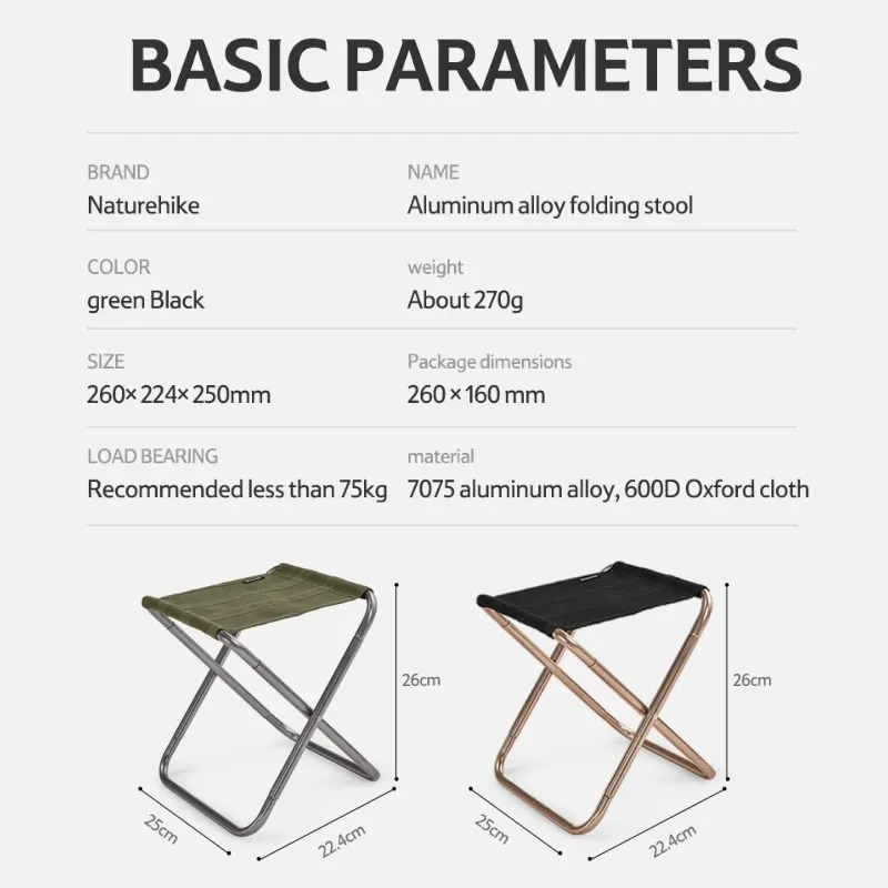 Naturehike Na zewnątrz przenośne ultralekkie składany stołek krzesło kempingowe do wędkowania na piknik wędrówki odporne na zużycie krzesło ze stopu aluminium