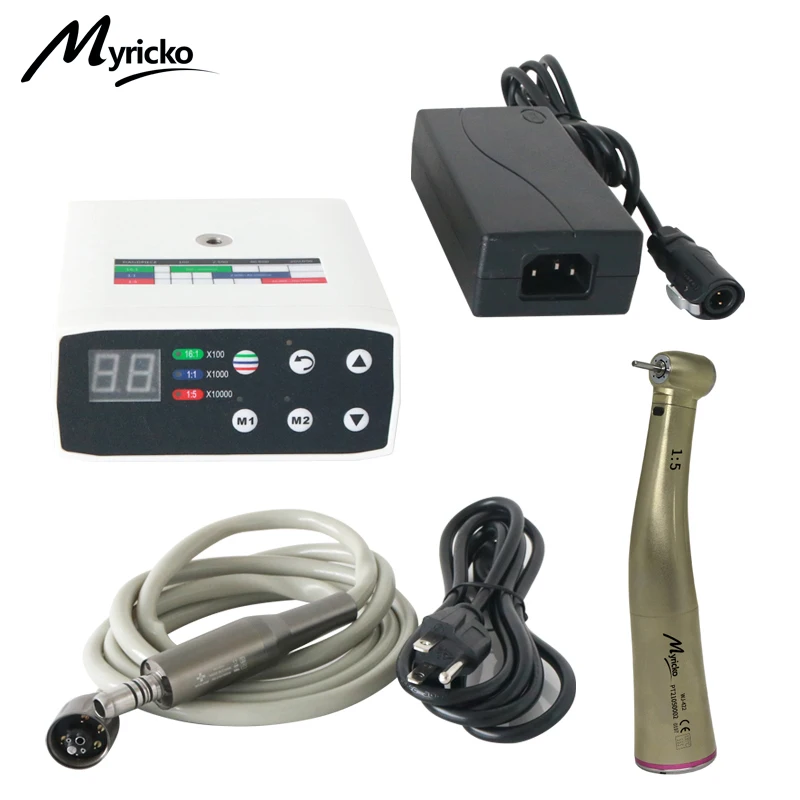 Dental  Brushless Electric LED Micro Motor  Internal Spray Compatible with 1:5 Optic Fiber Contra Angle Handpiece Set