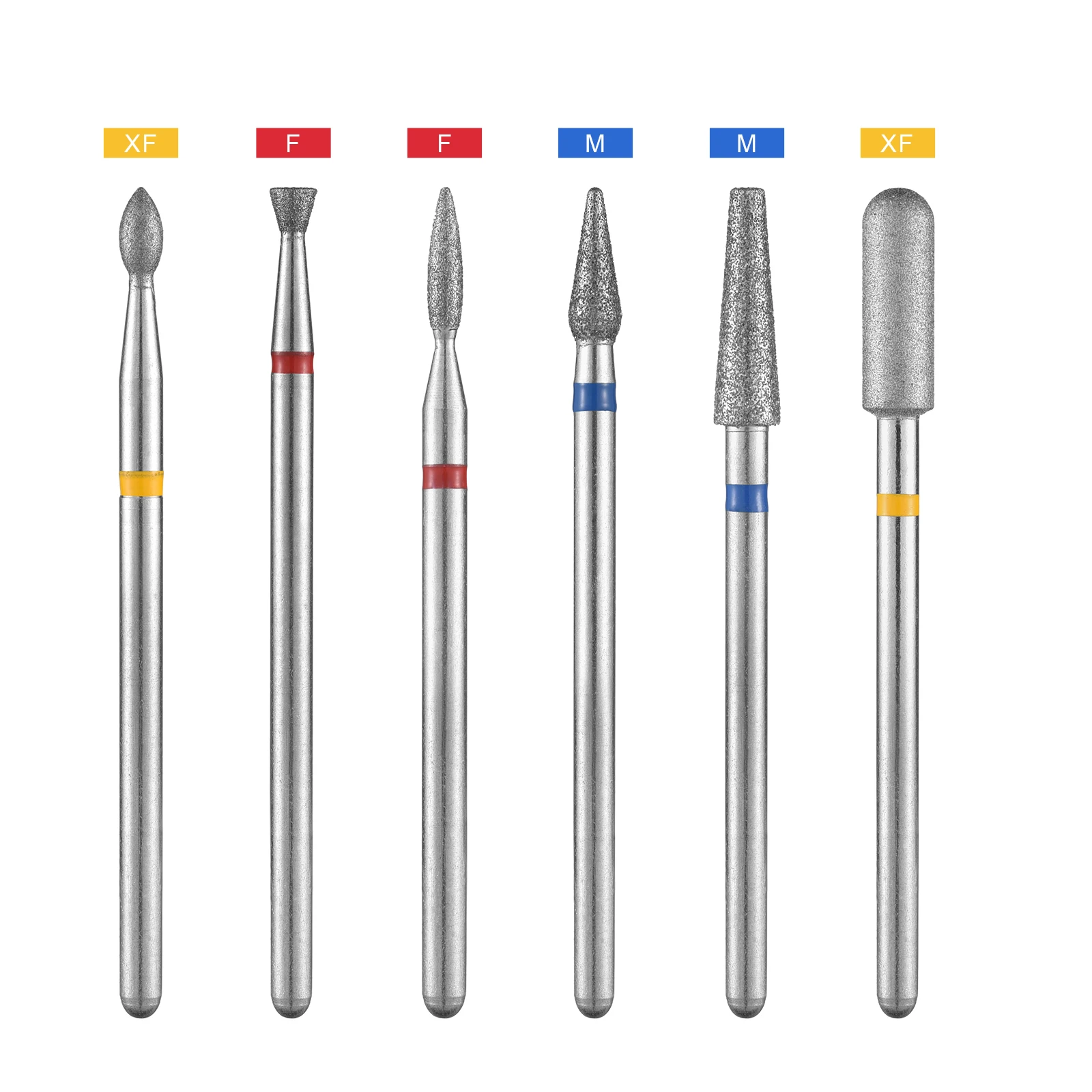 6Pc Diamond Nail Drill Bit Set for Prep 2.35MM Electric Milling Cutters For Manicure Pedicure Cuticle Clean Drill Accessory