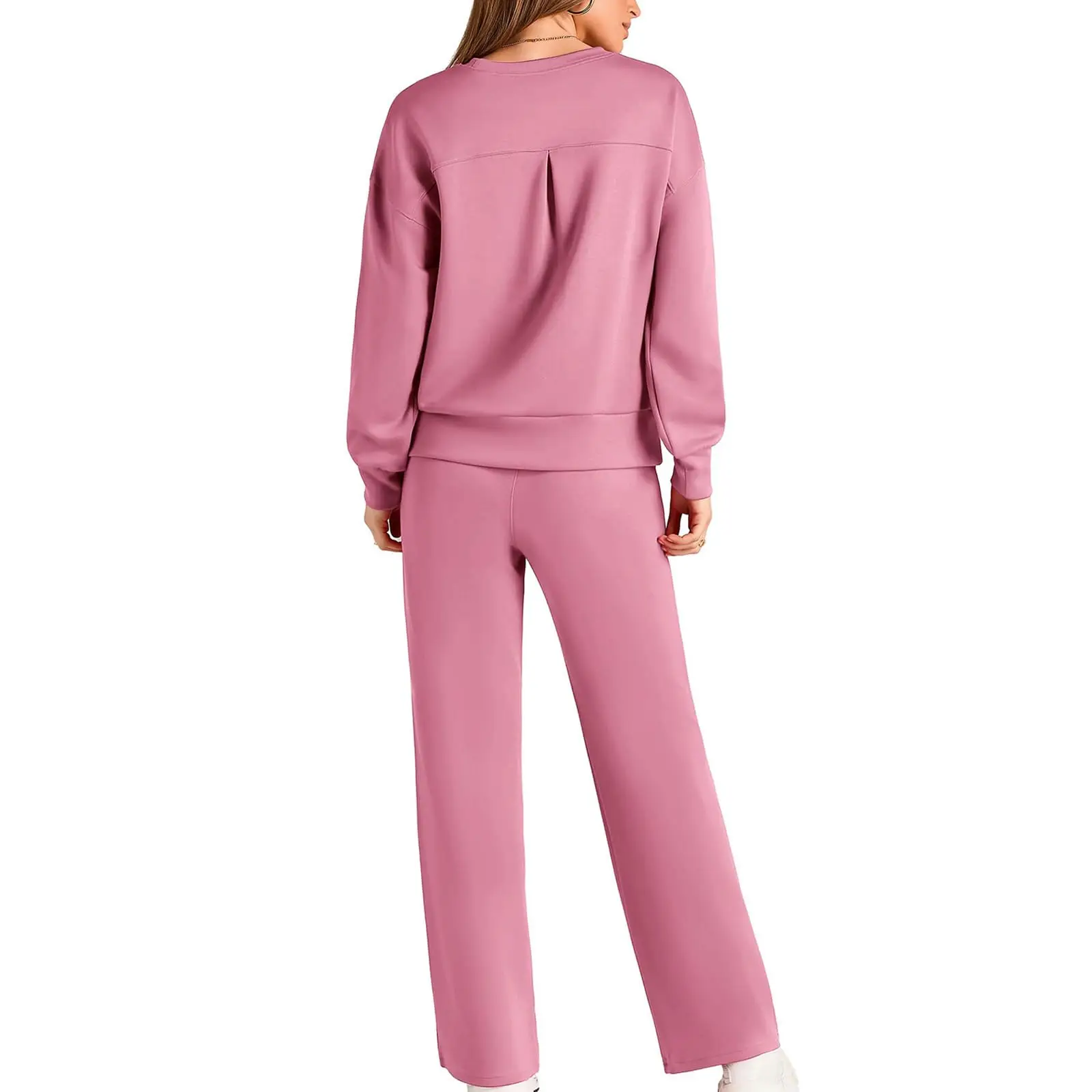 Autumn Spring 2 Pieces Women Sets Pullover For Women Tracksuit Round Neck Sweatshirt And Straight Jogging Pants Suits