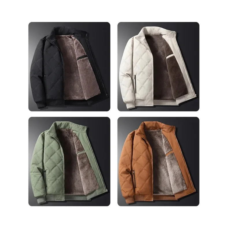 

Winter Men Fleece Warm Padded Jacket Men Stand Collar Thermal Parkas Men Cotton Thicken Windbreaker Jacket Men Clothing