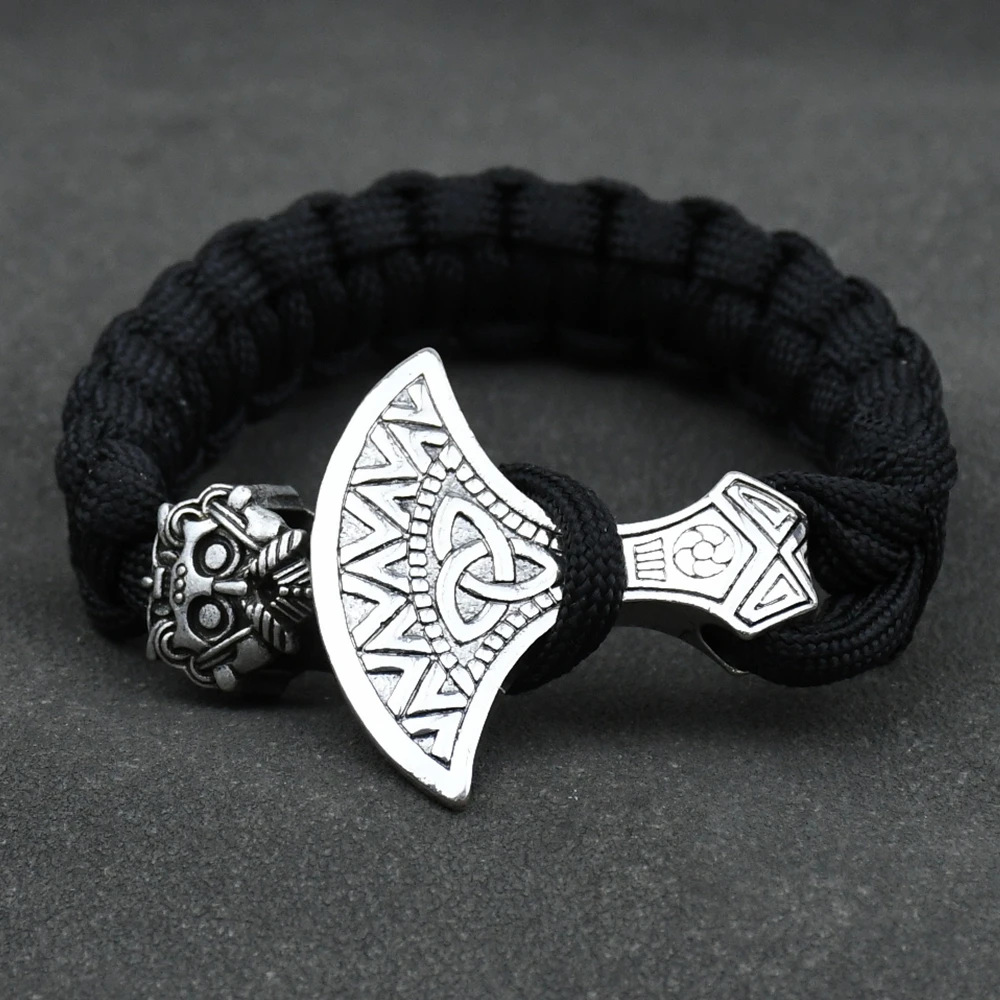 Mjolnir Viking Runes Beads Scandinavian Norse Celt Axe Bracelet Nordic Rune Ax Wristband Bangle For Men Amulet Talisman Jewelry