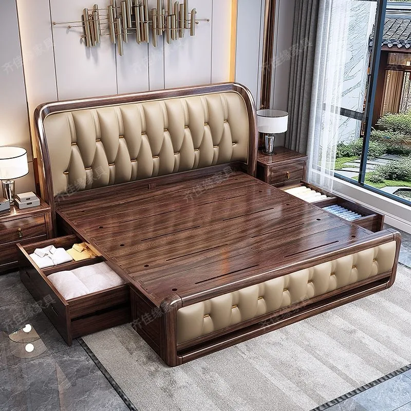 Fancys Luxurys Camas King Unique Frame Camas de quarto Moderns Cabeceira Camas De Casal De Luxo Acessórios para móveis para casa