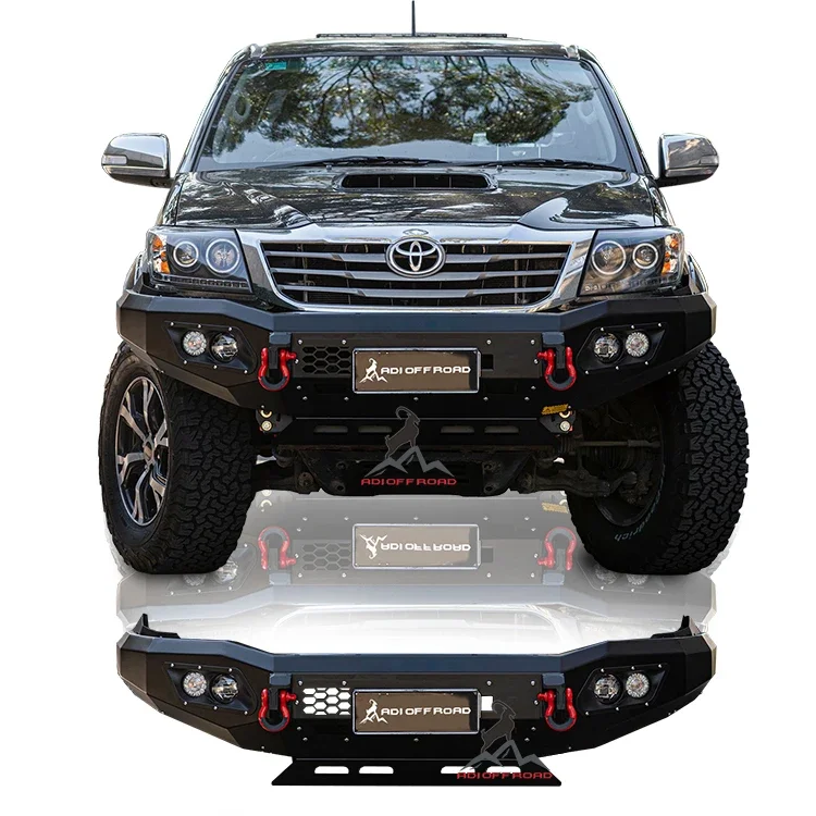 

Top 4x4 Pickup with winch with shackle LED light BULL BAR Steel front bumper rear bumper -toyota hilux vigo N70 2009-2014 custom