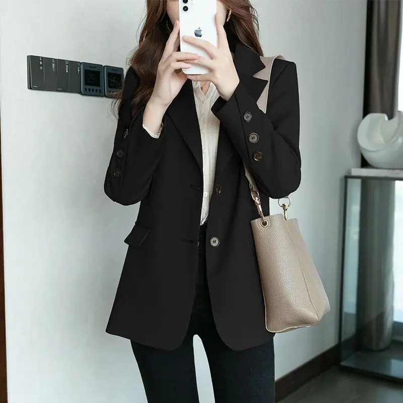 

Blazer Youthful Woman Clothes Double-Faced Drape Sparkly Sliver Gliiter Silky Smooth Letter Dots Promotion Outdoor Two-Button