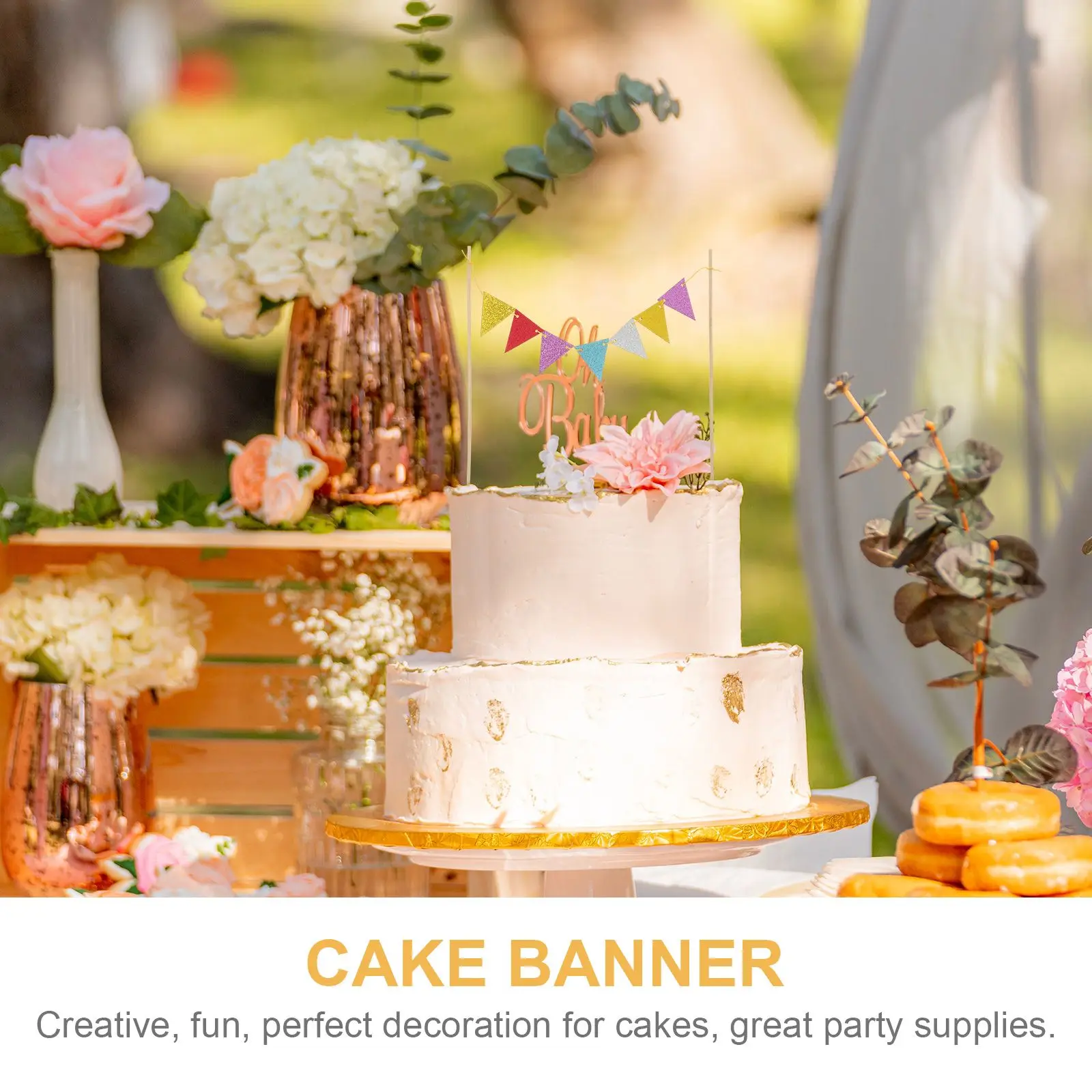 5 Pcs Flag Cake Insert Wedding Topper Decor Picks Banner Decoration Dessert Table Birthday