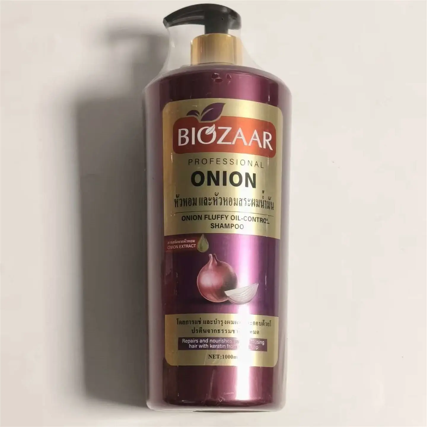 BIOZAAR Champú de cebolla y hierbas de Tailandia, volumen y control de aceite para un cuero cabelludo saludable