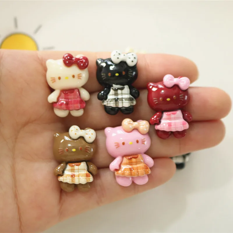 10Pcs New Mini Kawaii Warm colored cartoon kitten Series Flat Bottom Scrapbook  DIY Jewelry Making Hairwear Accessorie A21