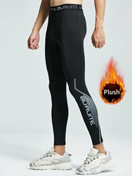 Leggings attillati caldi per uomo, autunno e inverno con tuta da corsa in pile, allenamento fitness a compressione ad alta elasticità, autunno