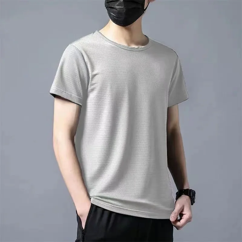 

Qui Dry Ice Silk T-irt Men's Summer Spor ort Sve round Ne Breathable Casual Faion Thin Fabric Urban Sle