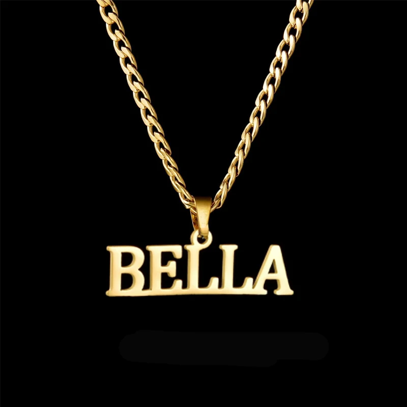 Goxijite Customized Letter Big Pendant For Men Women Stainless Steel Personalized Name Necklace Thick Chain Best Jewelry Gift