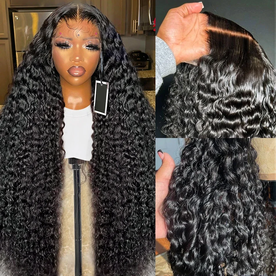 200 Density 40 Inch 13x6 Hd Lace Frontal Wigs Curly Human Hair Wig For Black Women Deep Wave Wig Water Wave 13x4 Lace Front Wig