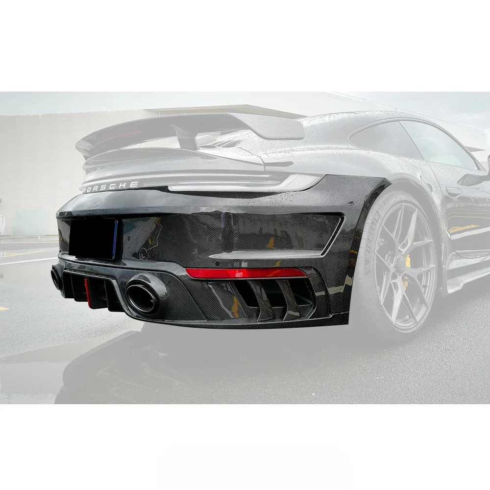 Aggresive FULL Dry Carbon Fiber Rear Bumper For Porsche 911 992 Turbo S BodyKit