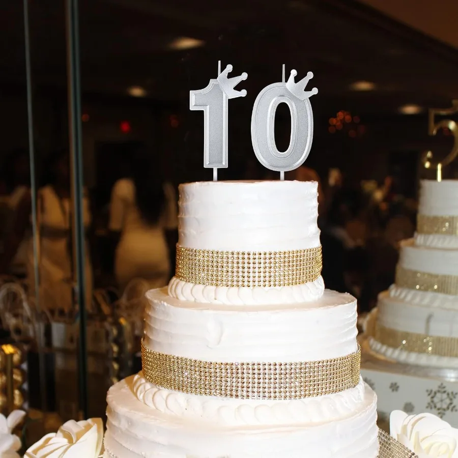 3ih تاج رقم شمعة ثلاثية الأبعاد رقم عيد ميلاد شمعة كعكة توبر مع تاج كعكة الأرقام الشموع عدد الشموع لعيد ميلاد الذكرى