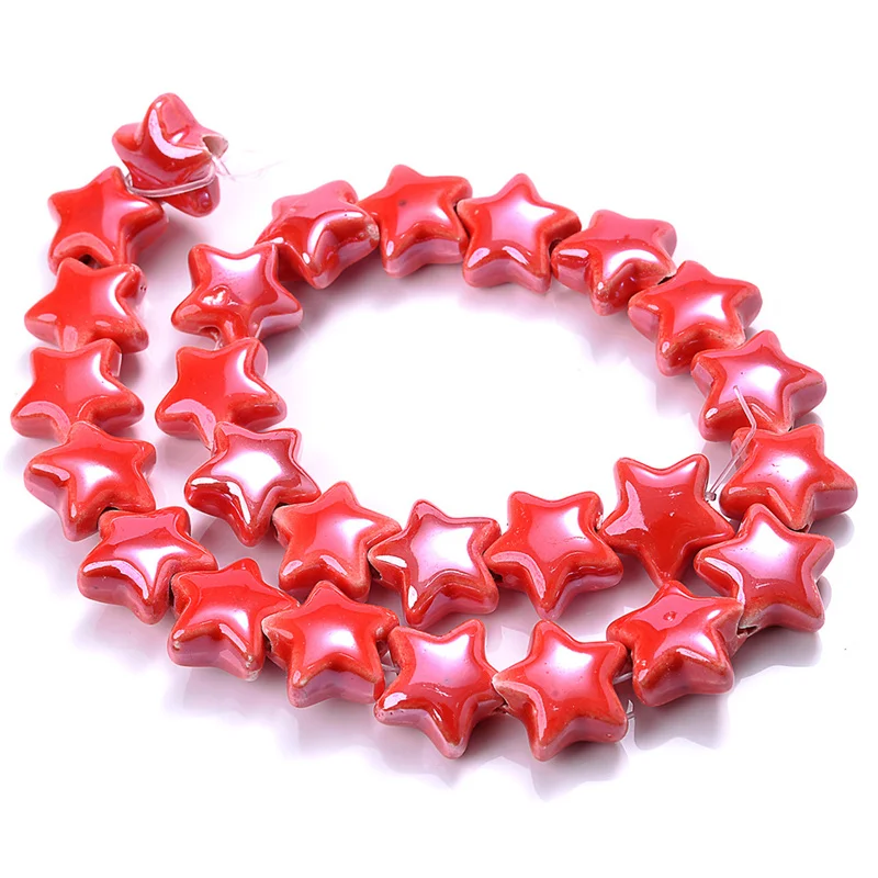 10pcs Colorful Star Ceramic Charm Beads Glazed Mixed Five-pointed Star Spacer Beads For Jewelry Diy Making Bracelet Accessories