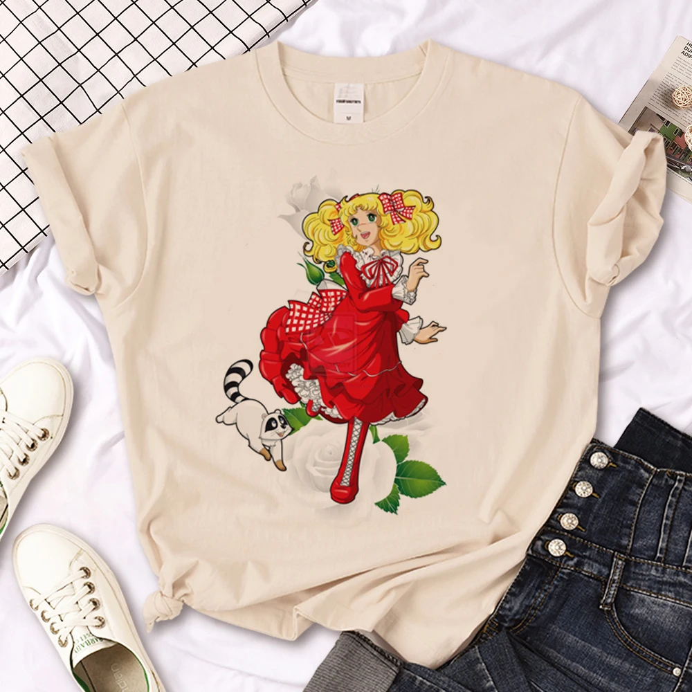 Camisetas femininas de doces doces, Feminino Anime Streetwear, Y2K Roupas, Anos 2000