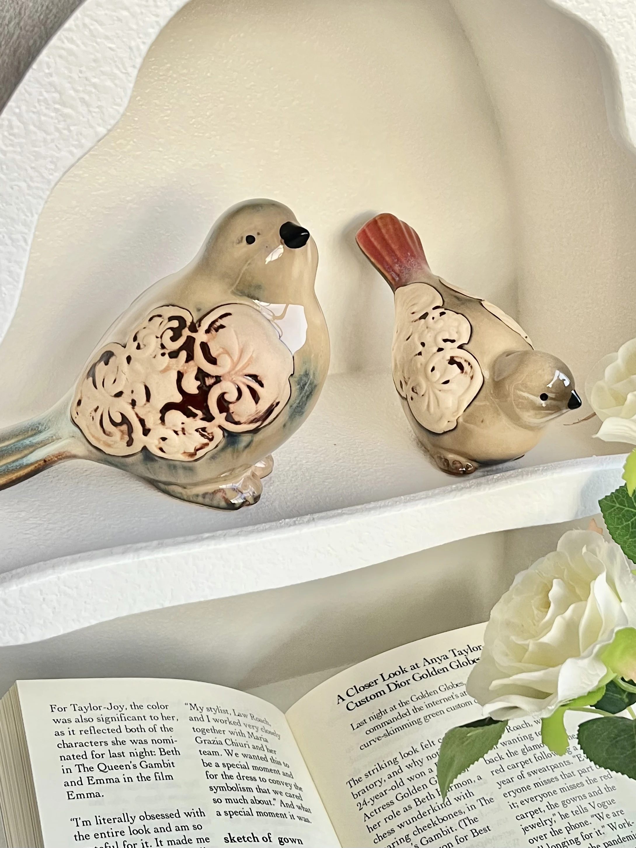 

Ceramic Pattern for Bird Home Decor, Retro European and Chinese Style Nostalgic Garden, Courtyard, Desktop Decoration Gift