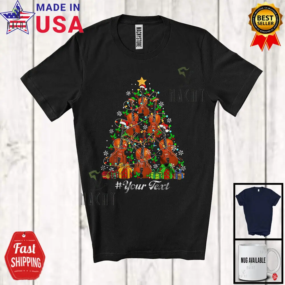 

Violin Christmas Tree; Merry X-mas Custom Text Musical Instruments Player Shirt