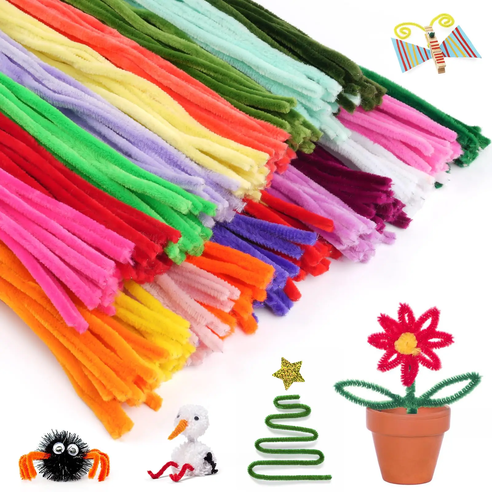 100/200PCS Bunte Chenille Stem Twisted Rod Rohr Reiniger Handwerk Flauschigen Bar Eisen Draht DIY Handwerk Kunst Verdrehen dekorationen