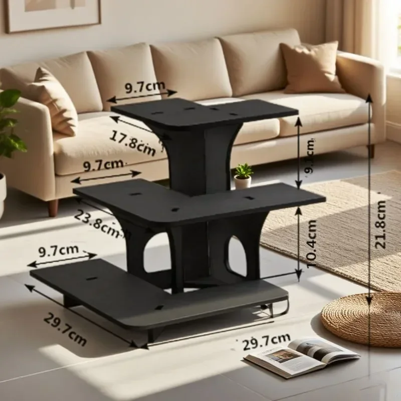 2026-High-quality 3Tier Wood Corner Display Stand 3Step Tiered OrganizerBlack Splicing Style for Candle Soap Vendor Events