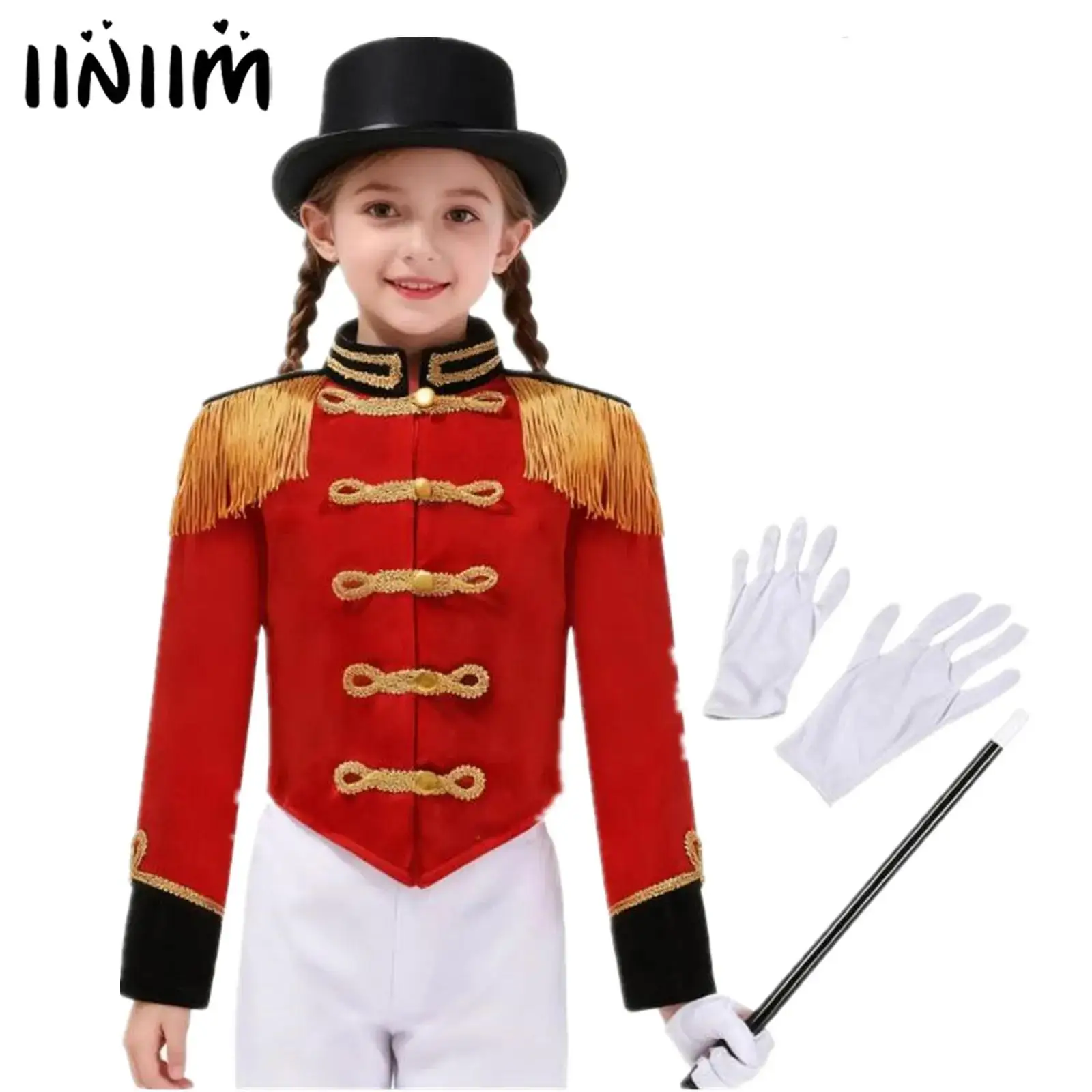 

Girls Circus Ringmaster Cosplay Costume Fringe Tassel Jacket Drum Major Drummer Medieval Magician Cosplay Performance Costume