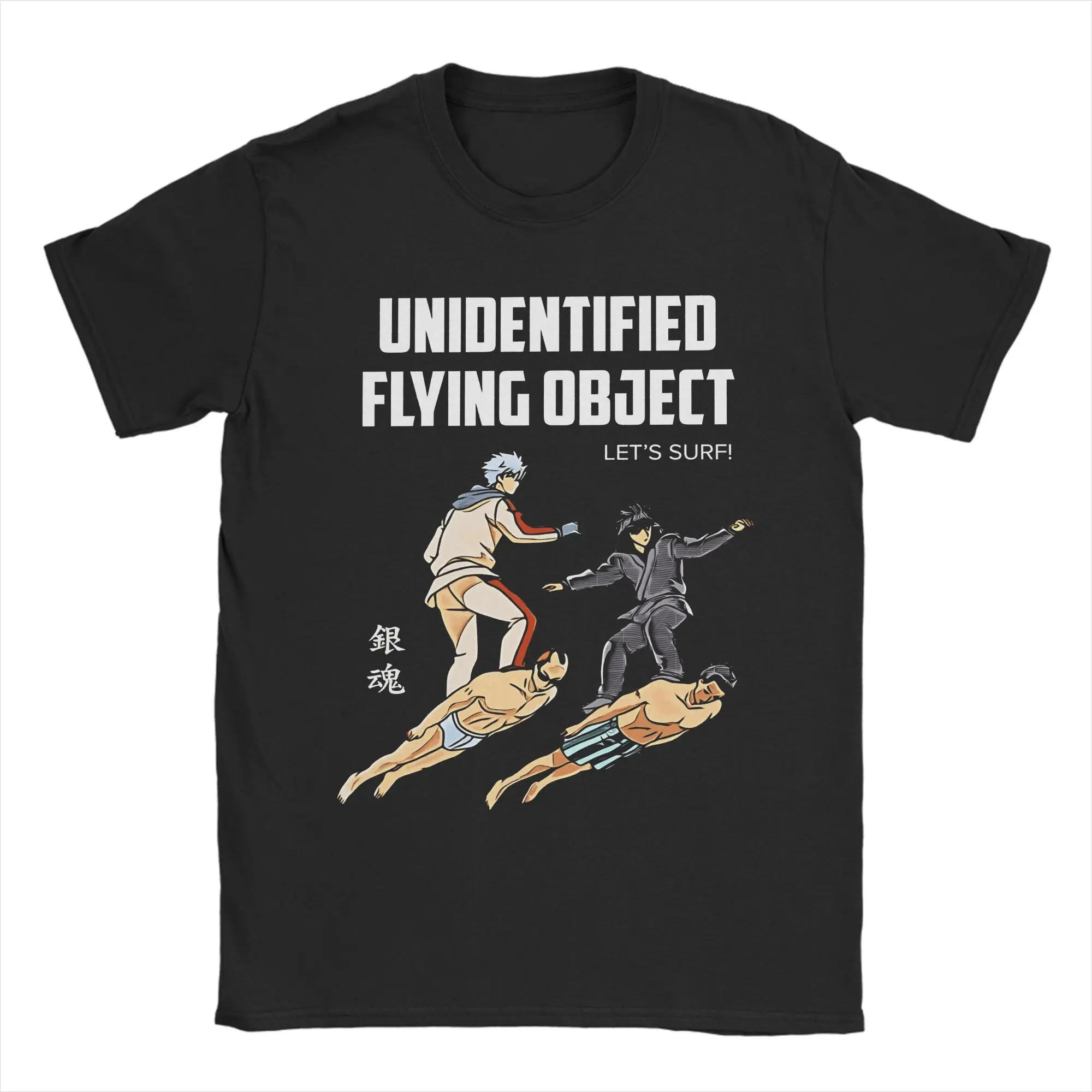 Camiseta Gintama Lets Surf Gintoki para hombre y mujer, ropa Vintage de manga corta con cuello redondo, camiseta de talla grande