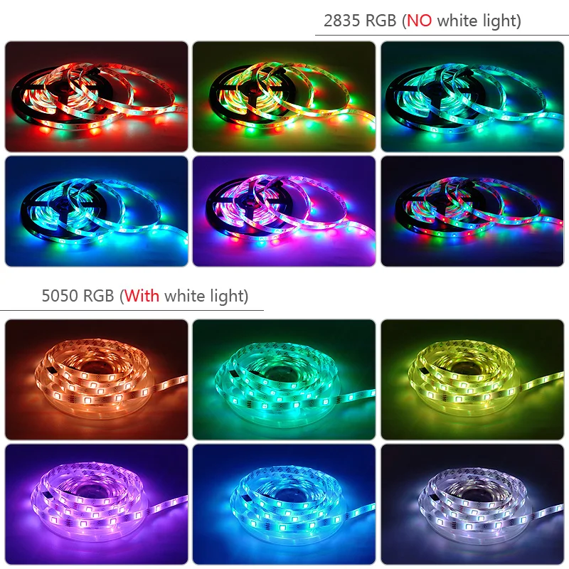 RGB LEDストリップライト,フレキシブルリボン,電話制御,家庭用装飾ライト,5050