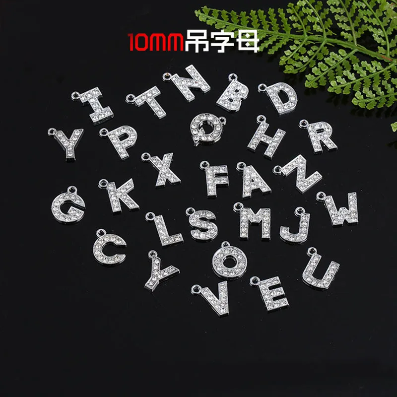 1pcs A-z English Letter Accessories Diy Rhinestones Inlaid Alloy Accessories Full Crystal Hanging Letters Handmade Charms