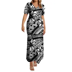 Support your design summer elegant dress Samoan Puletasi party plus size women's dress Samoan clothing