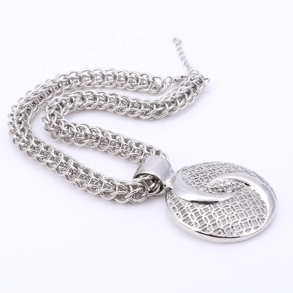 2024 Latest Luxury Big Dubai Silver Color Crystal Necklace Jewelry Sets Fashion Nigerian Wedding African Beads Costume Jewelry