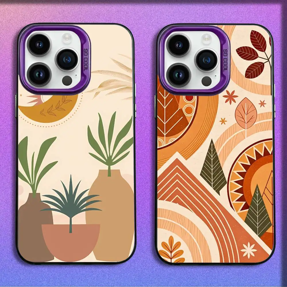 

Bohemian Abstract Art Phone Case For iPhone 17,16,15,14,13,12,11,Pro,Max,Plus,E,SE4,Air,Mini Purple IMD Box